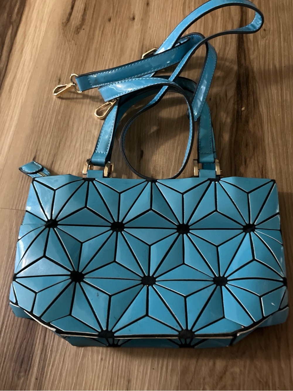 Geometric Pattern Blue Crossbody Tote - Contemporary Women's Bag